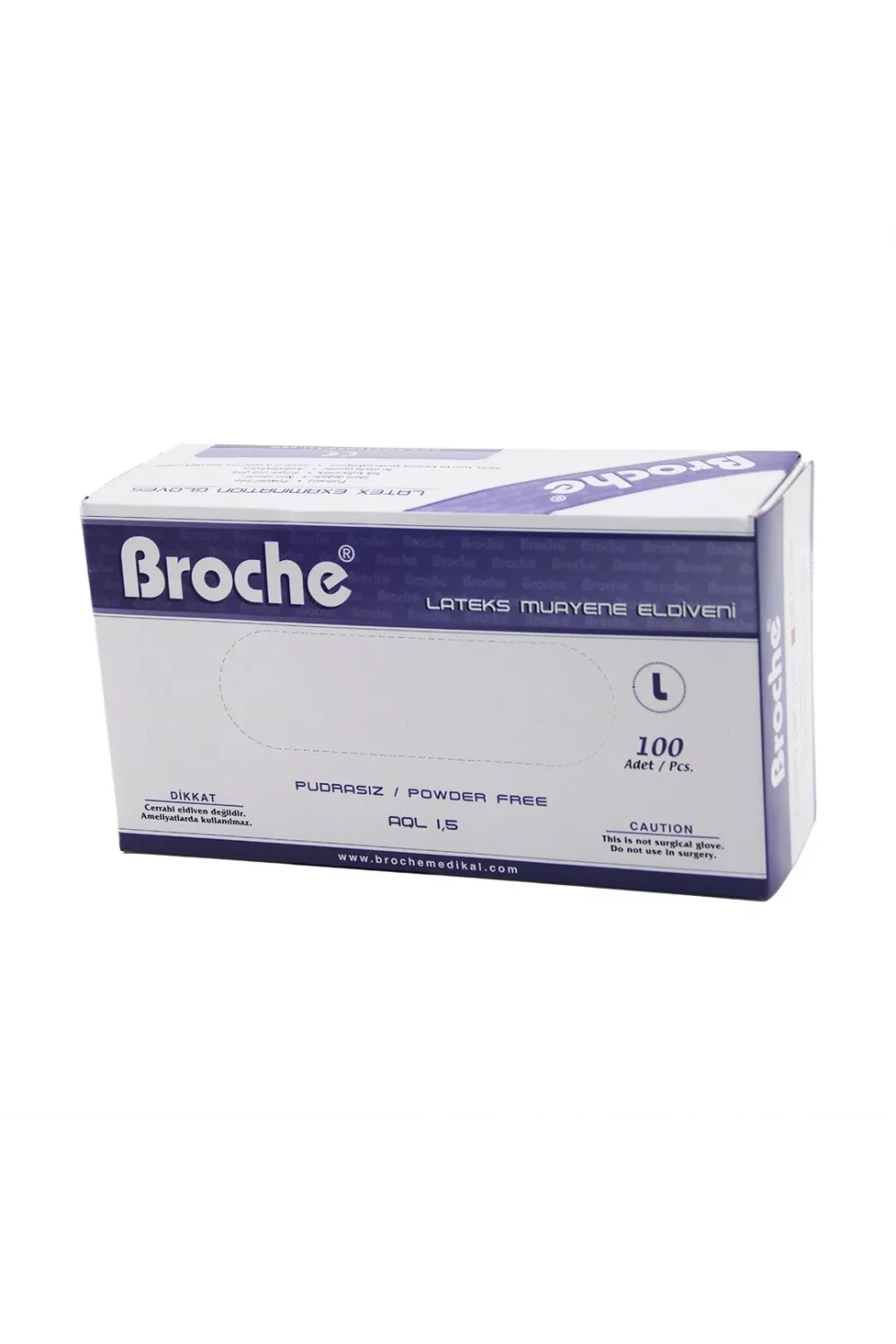 Broche  L  Pudrasız Muayene Eldiveni 100lü