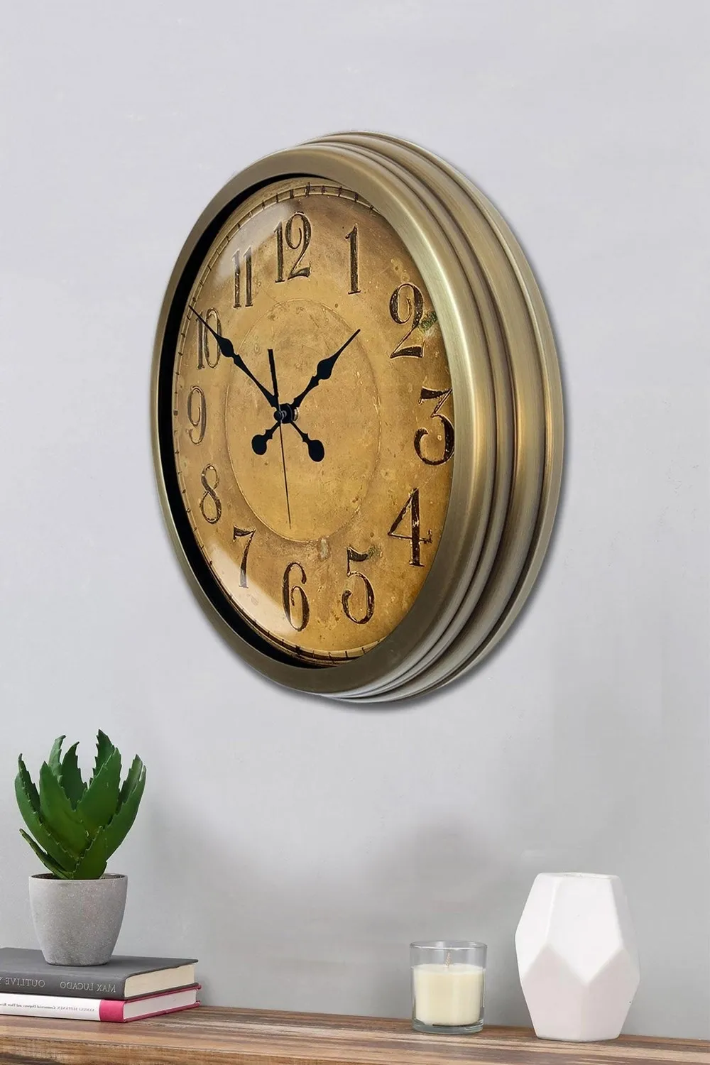 Bronz Nostalji 40 Cm Metal Eskitme Duvar Saati