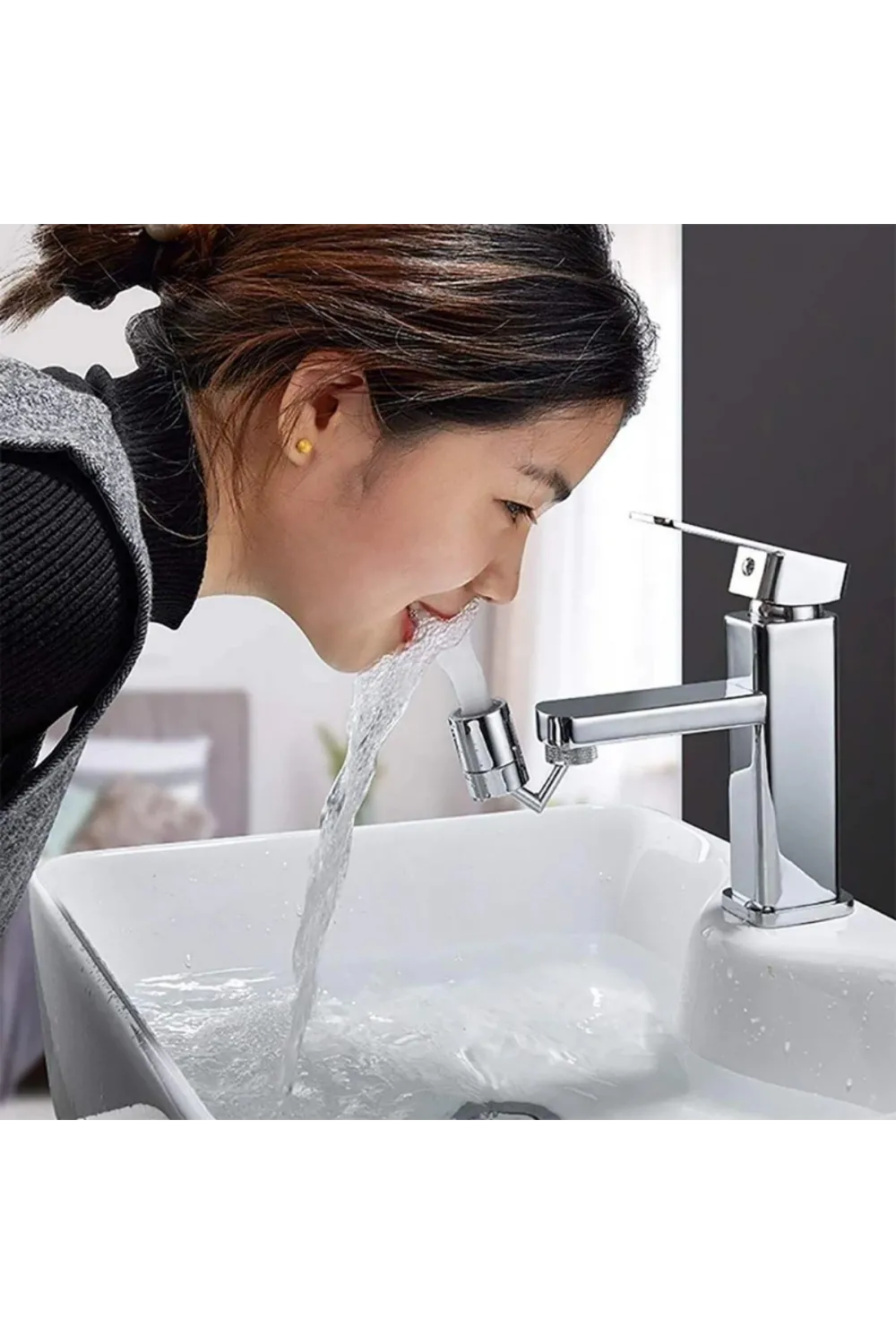 Buffer Krom Görünümlü Plastik Kolay Yerleştirilebilen Banyo Tuvalet Bahçe Fonksiyonlu Musluk Başlığı
