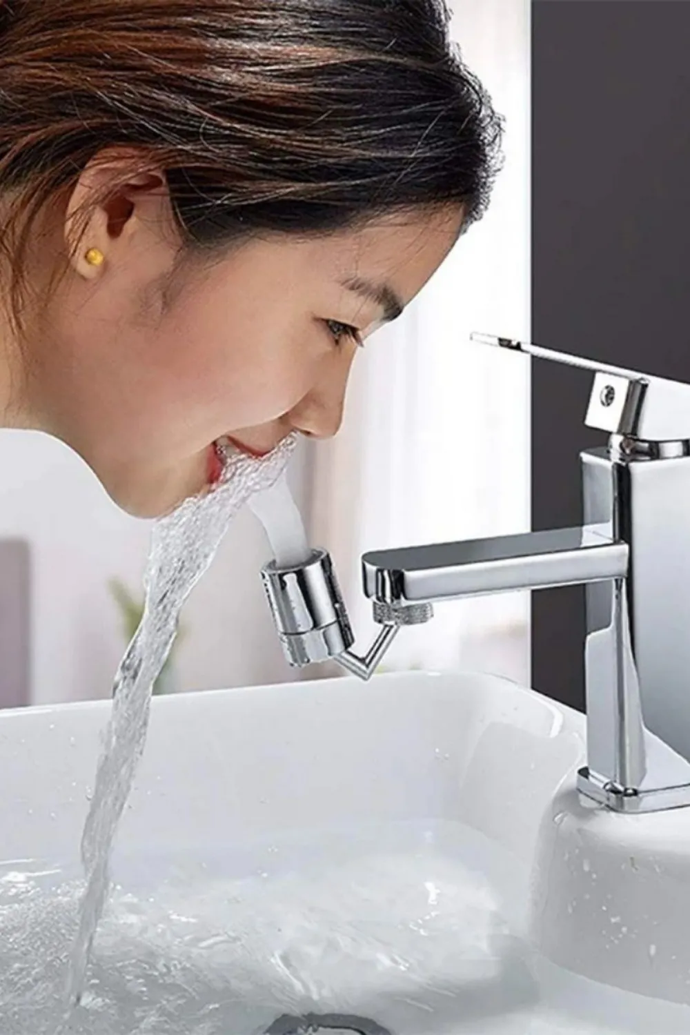 Buffer Krom Görünümlü Plastik Kolay Yerleştirilebilen Banyo Tuvalet Bahçe Fonksiyonlu Musluk Başlığı