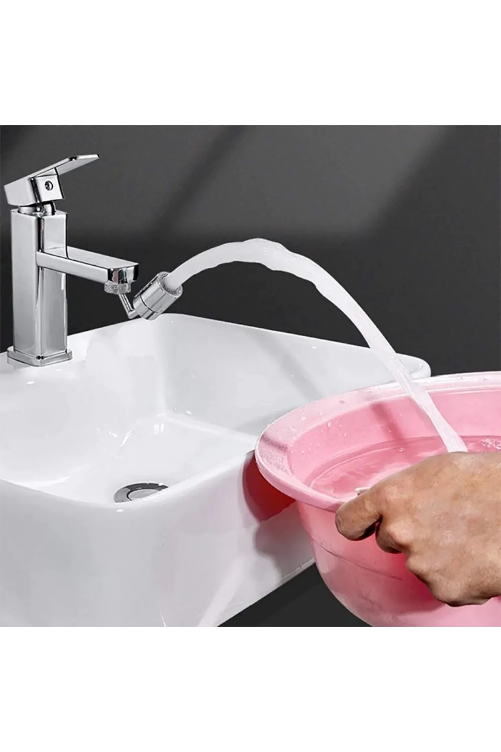 Buffer Krom Görünümlü Plastik Kolay Yerleştirilebilen Banyo Tuvalet Bahçe Fonksiyonlu Musluk Başlığı