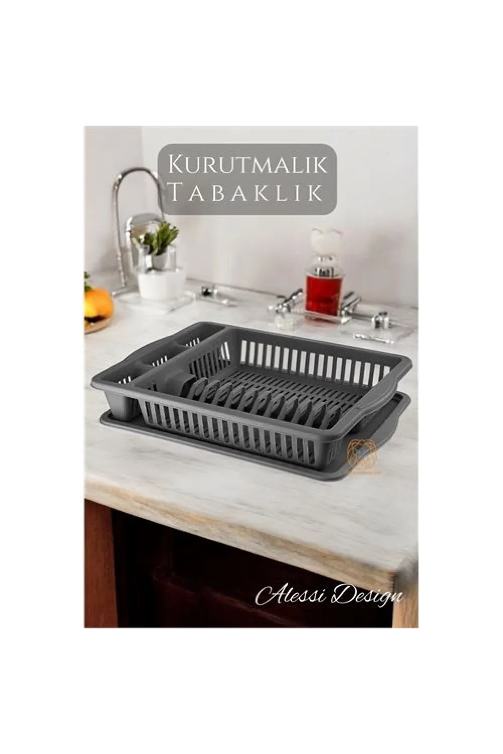 Bulaşık Durulama Sepeti Tabaklık Bulaşık Kurutmalık GRİ Alessi 715437