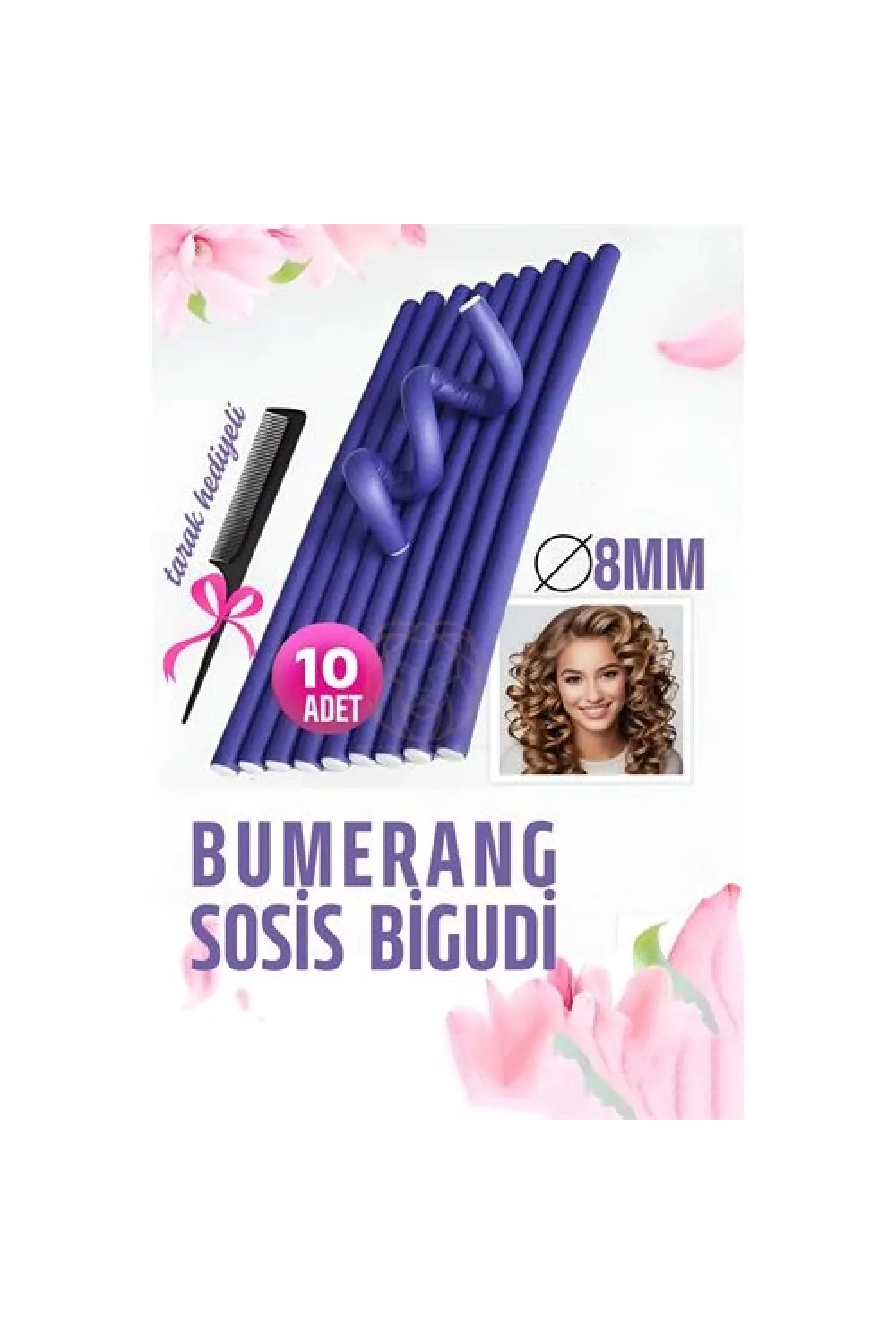 Bumerang Sosis Bigudi Tarak Seti 8 mm Kalınlık 10 Adet 721387