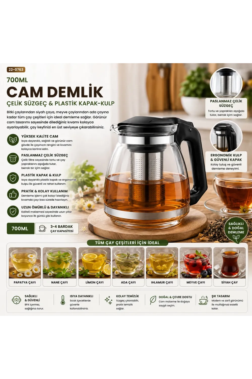 Cam Demlik 700ml