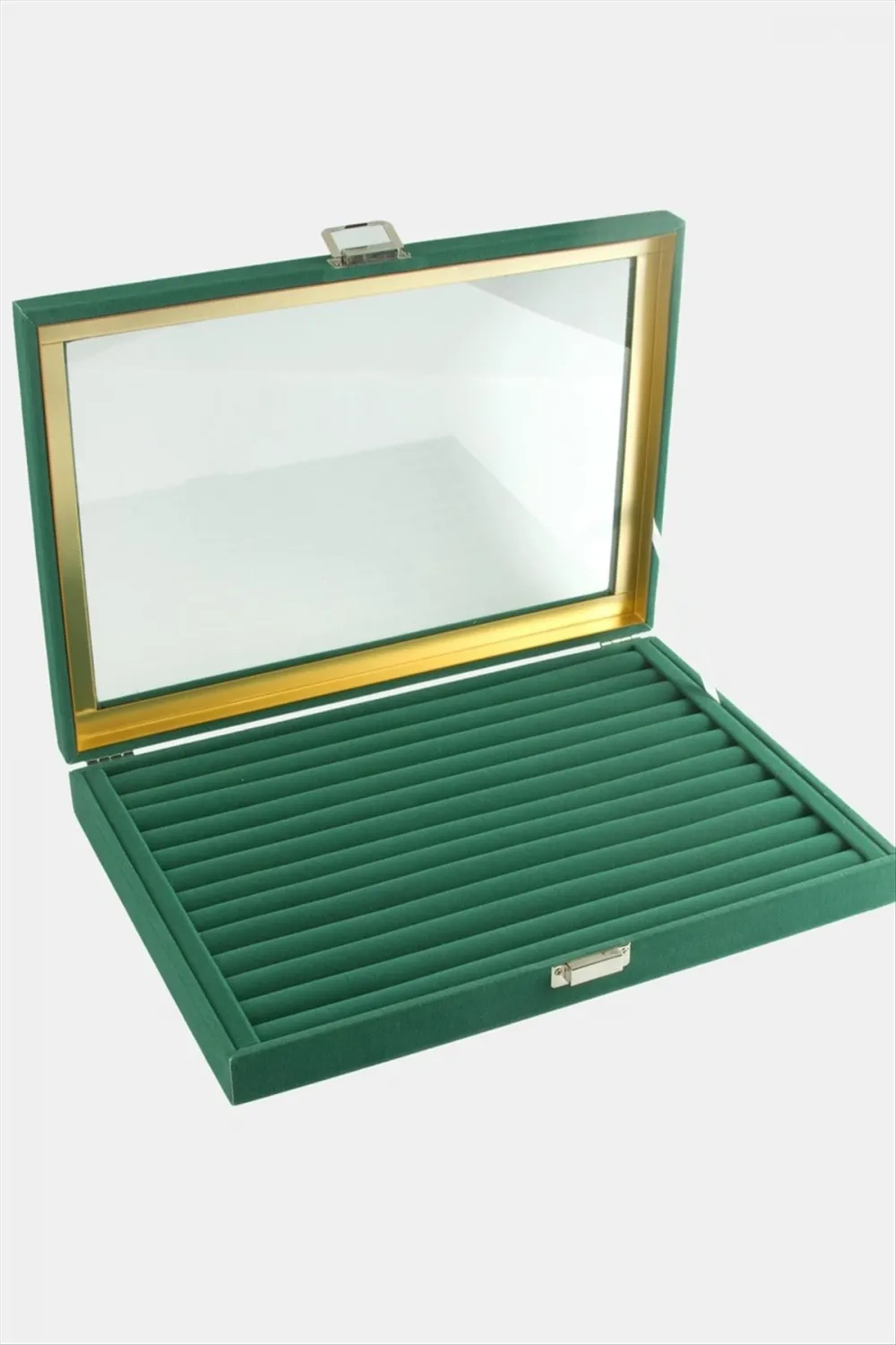Cam Kapaklı Anfora Kumaş Kelepçe Yüzük Standı 24*34 cm