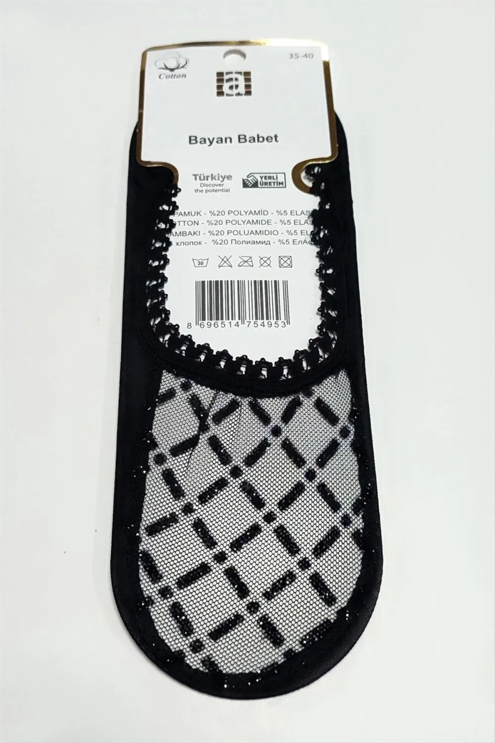 Çarpı Dantel Babet Çorap