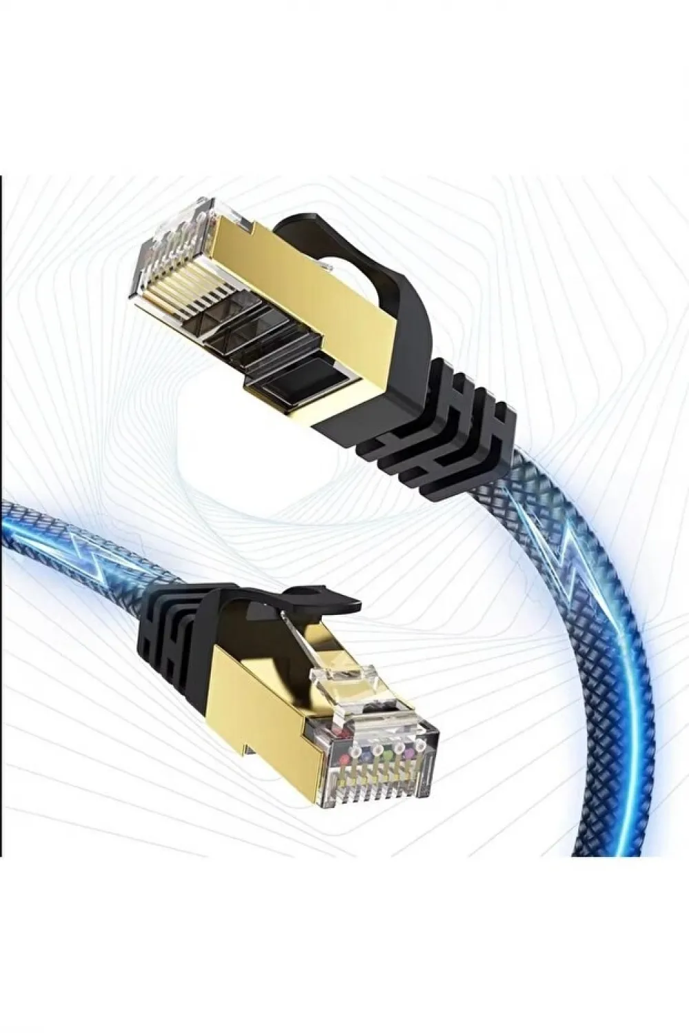 Cat 8 LAN Kablosu –Ethernet Kablosu Örgü Kaplama, Yüksek Hızlı (3 METRE)