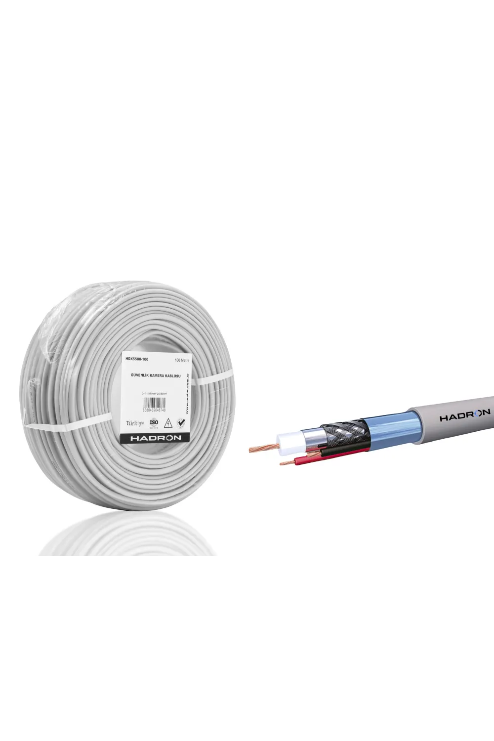 Cctv Kablo Mini Coax Eco Cca 2X0.50 Mm 100 M - Gri HDX5580-100