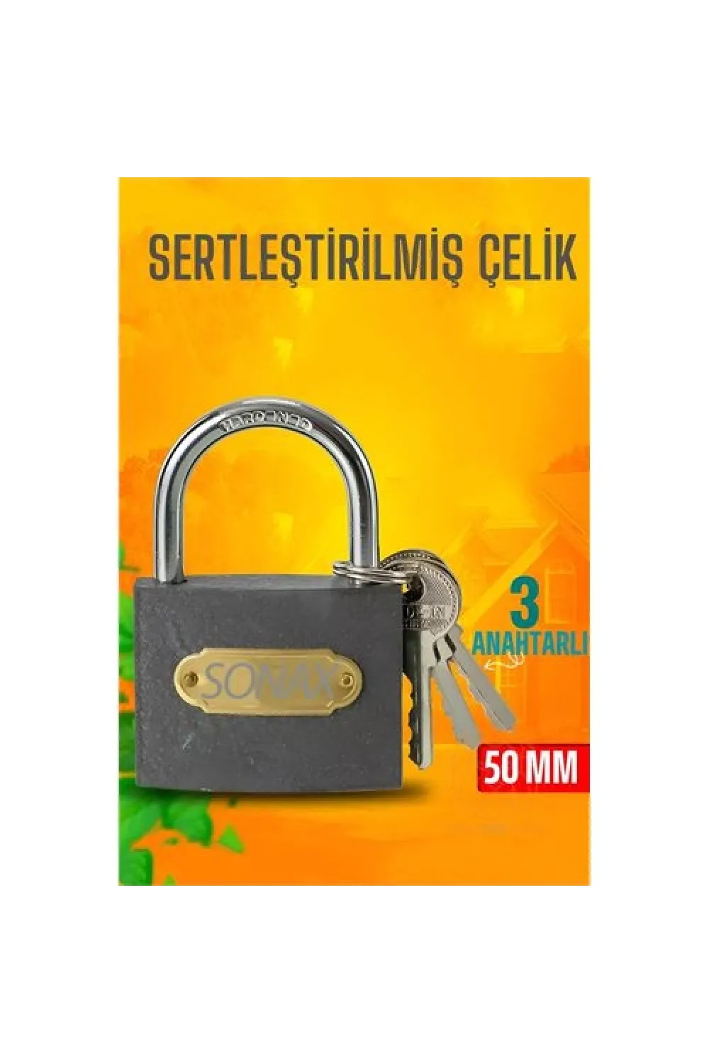 Çelik Asma Kilit 50 MM 3 anahtarlı Sonax Design 721039