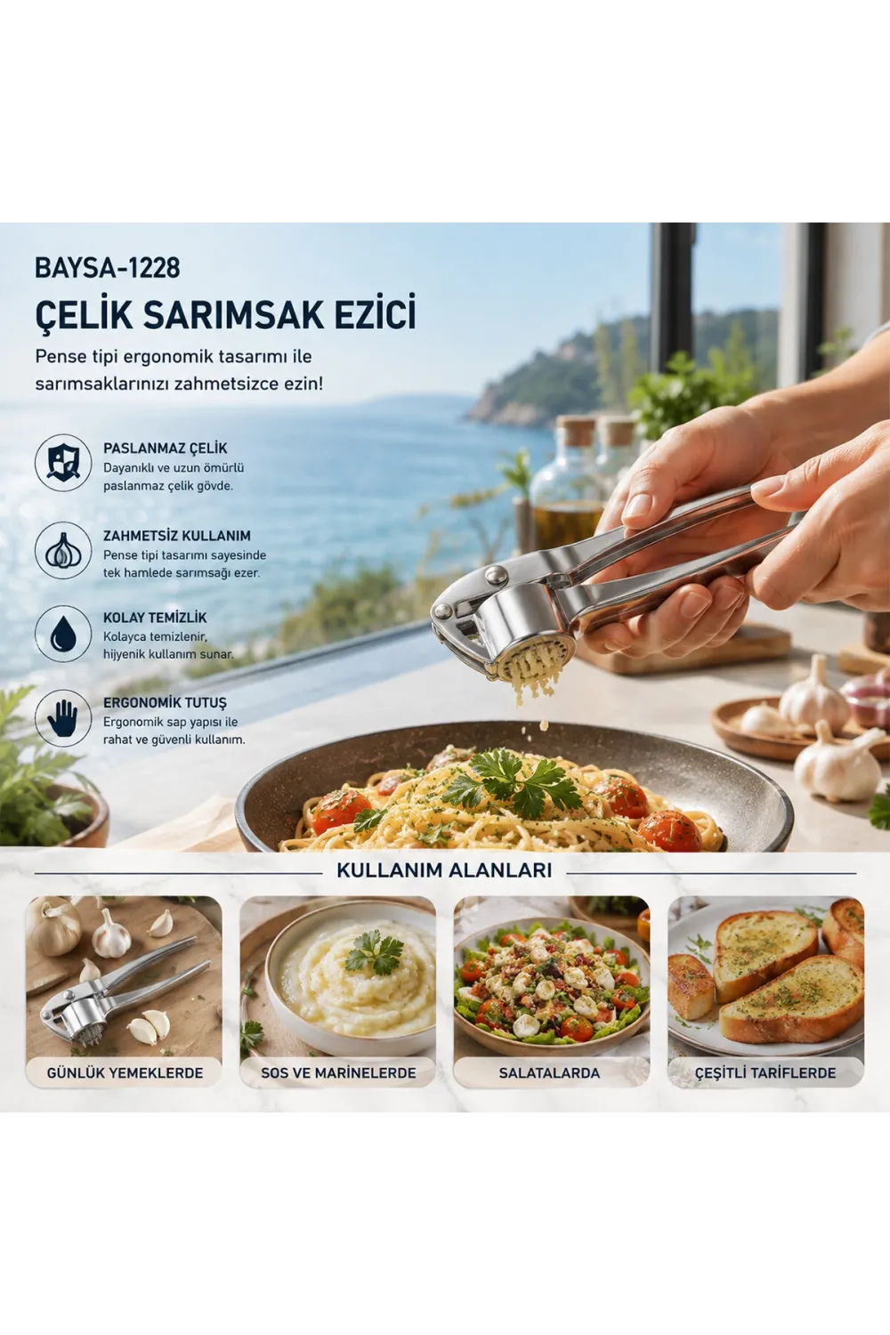 Çelik Sarımsak Ezici