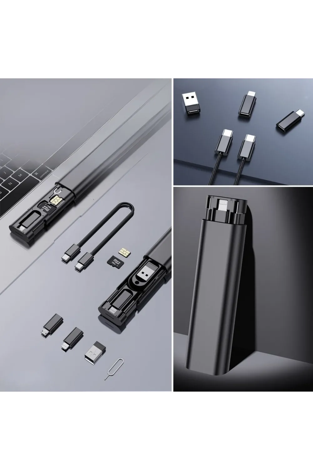 Cep Tipi 60W Bas Aç Type-C,İphone Şarj,Micro USB Hızlı Şarj Data Kablo Seti