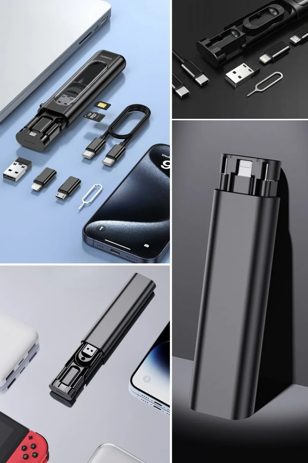 Cep Tipi 60W Bas Aç Type-C,İphone Şarj,Micro USB Hızlı Şarj Data Kablo Seti