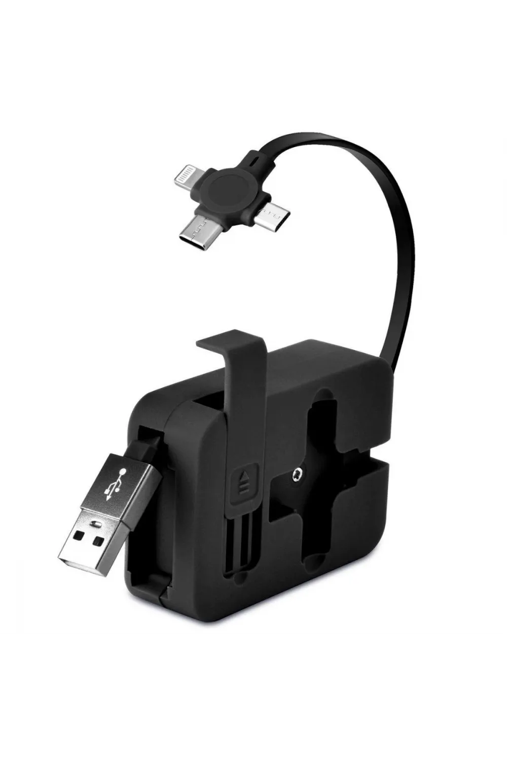 Cep Tipi Telefon Tutuculu Makaralı Uzayıp Kısalabilen 3'ü 1 Arada Usb Şarj Kablosu