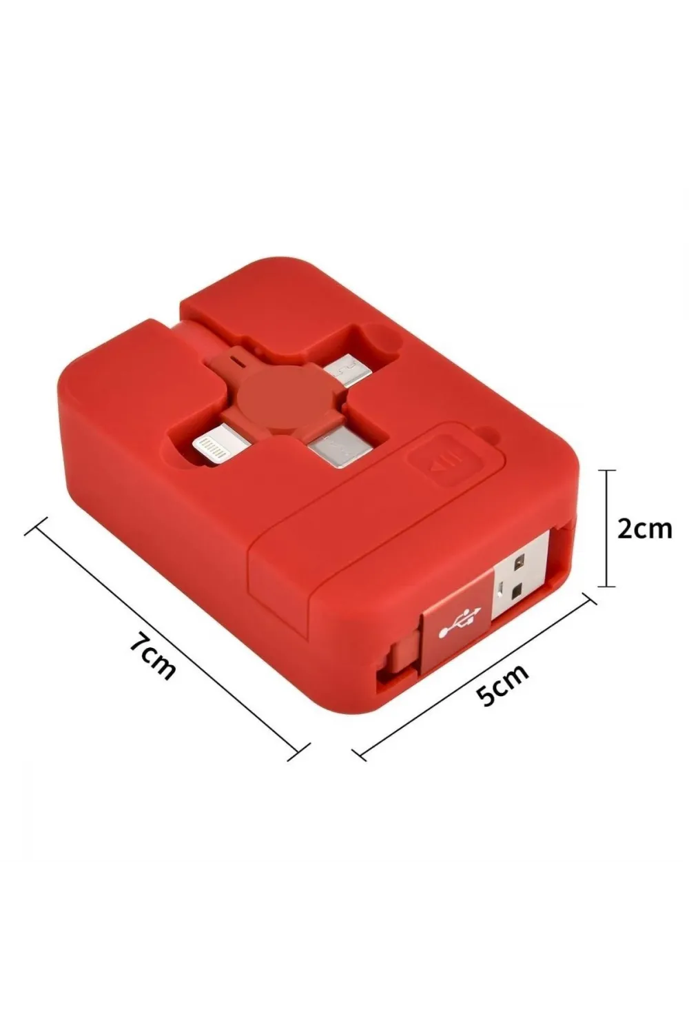 Cep Tipi Telefon Tutuculu Makaralı Uzayıp Kısalabilen 3'ü 1 Arada Usb Şarj Kablosu