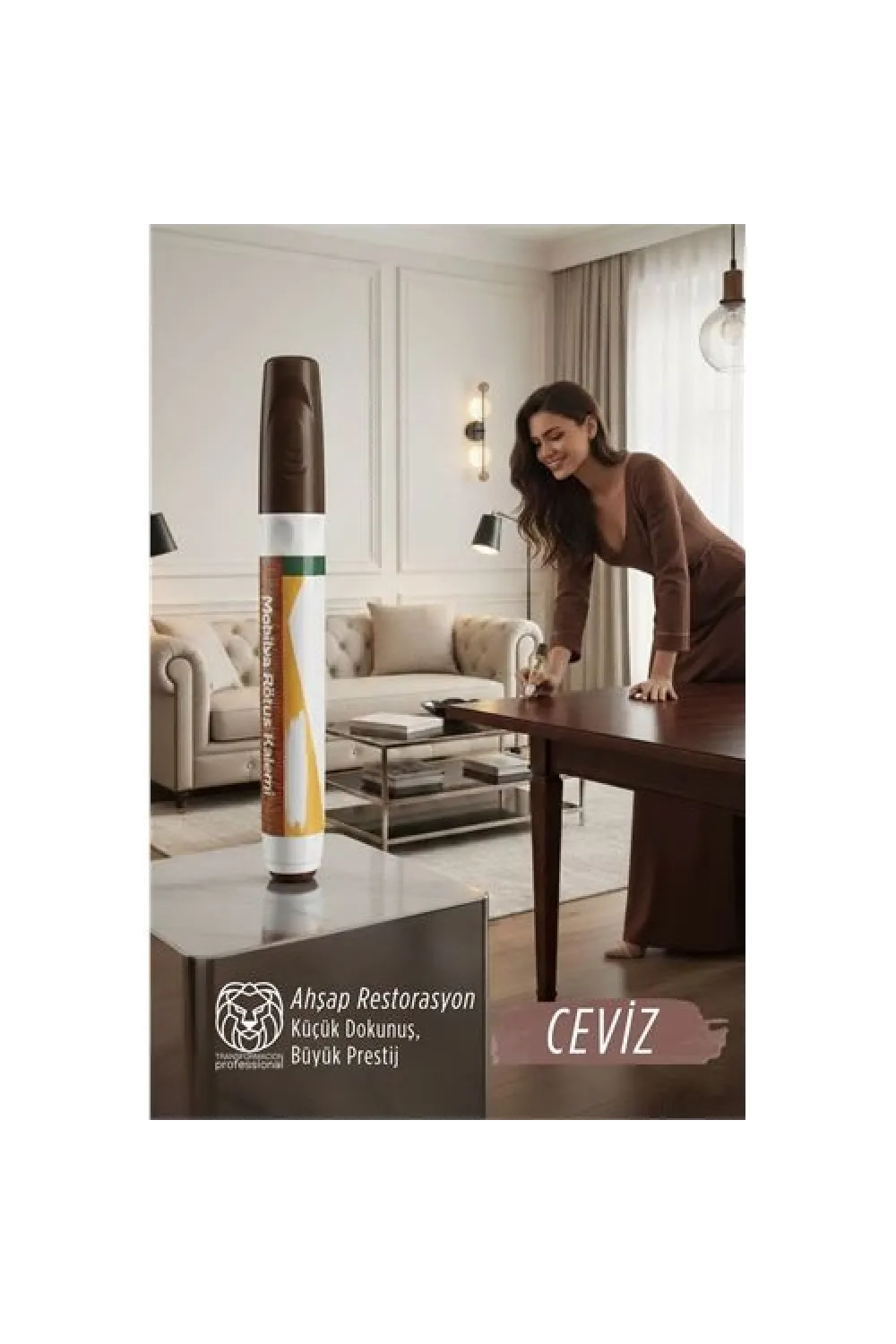 Ceviz Renk Mobilya Rötüş Kalemi – Ahşap Çizik Giderici & Restorasyon Kalemi (Ceviz/Walnut)