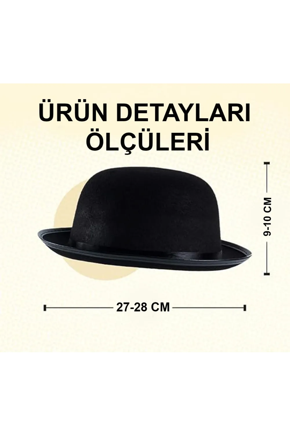 Charlie Chaplin Stil Yetişkin Şapkası – Siyah Melon Parti Şapkası