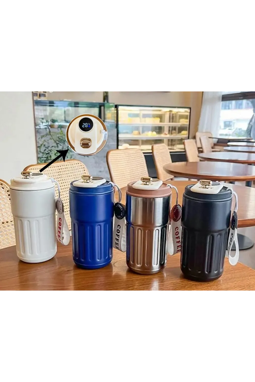 Charm Detaylı Ve Derece Göstergeli Vakumlu Mug Termos Bardak 480 ml