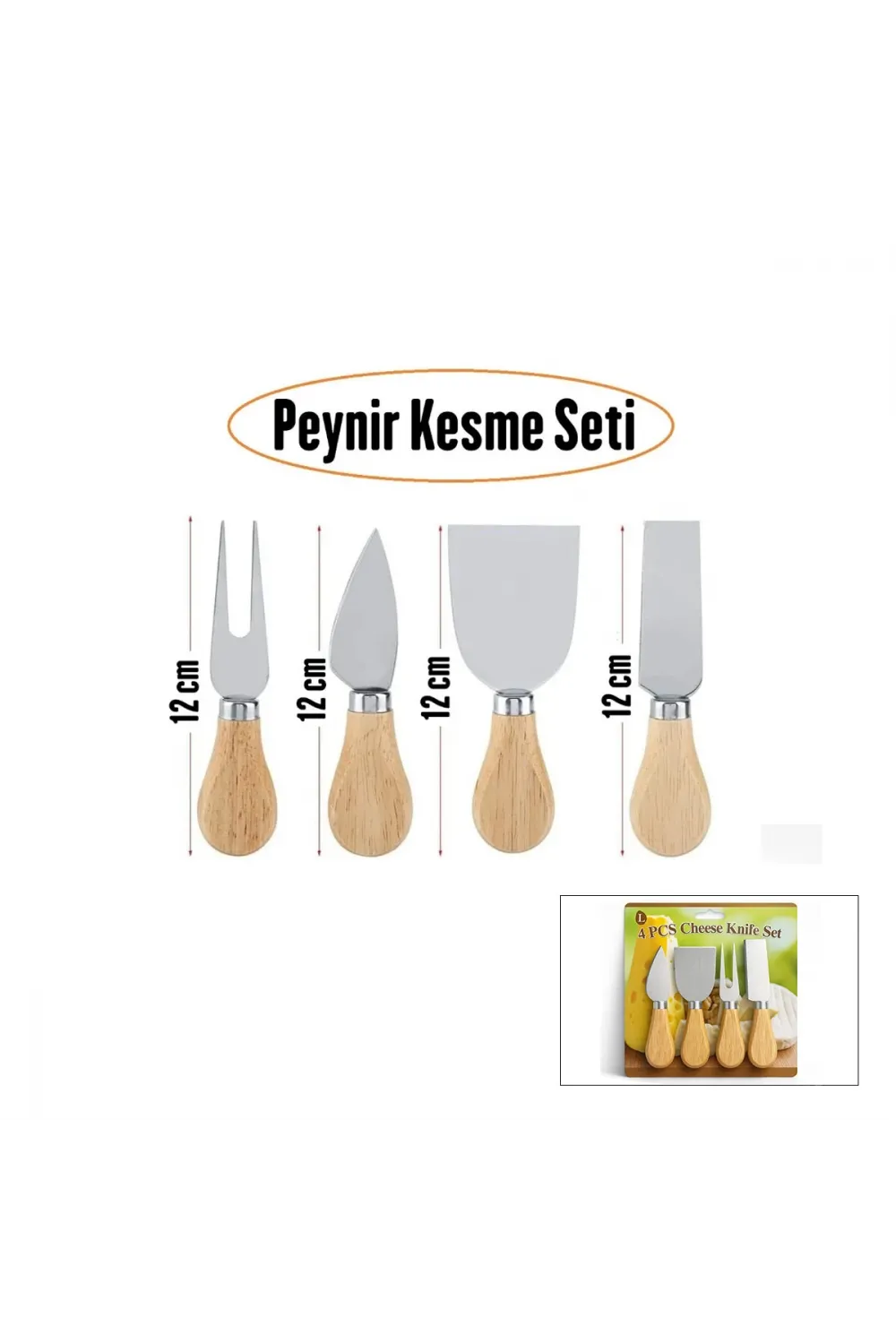 Cheese Knife Set 4pcs Peynir Bıçak Seti Ahşap Bambu Saplı