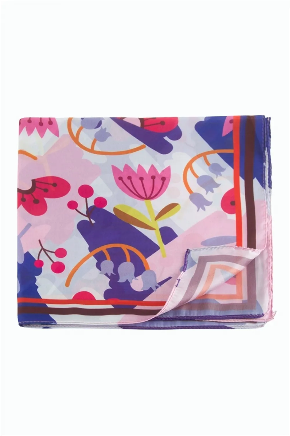 Çiçek Desenli Zr Şifon Fular 50*50 cm