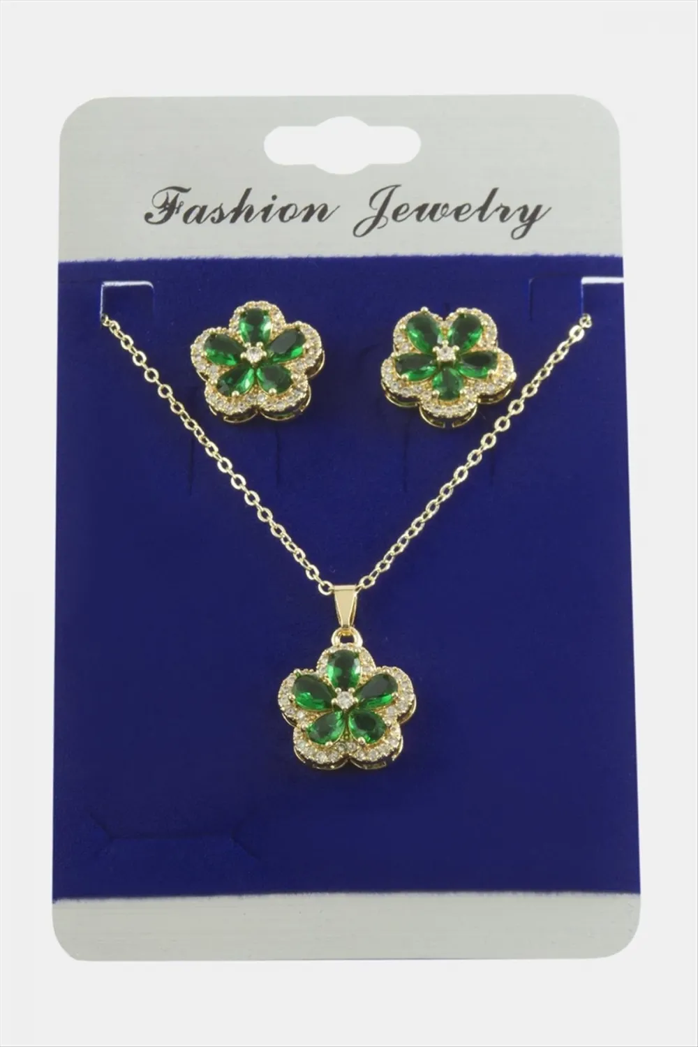Çiçek Zirkon Taşlı Set Kolye