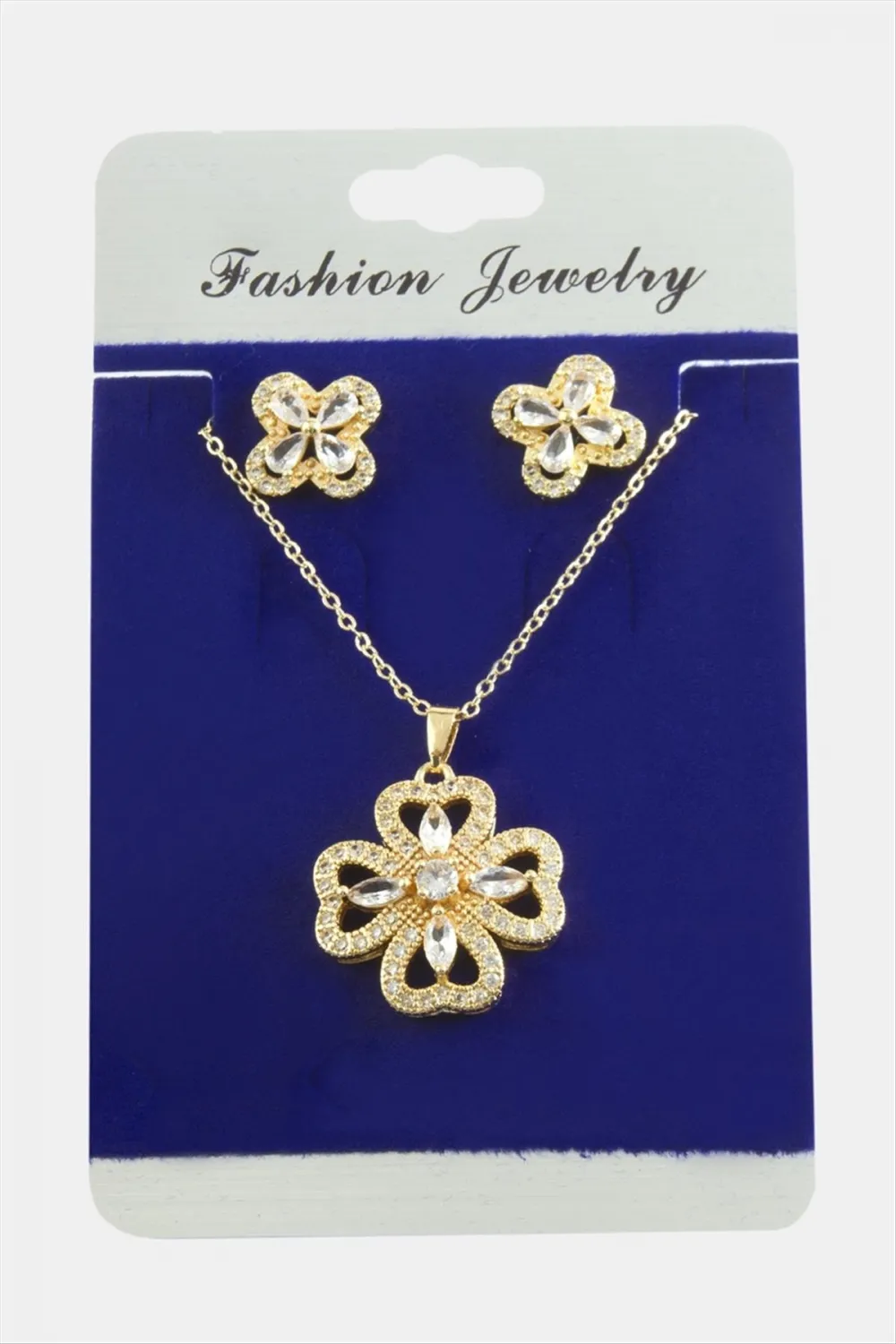 Çiçek Zirkon Taşlı Set Kolye