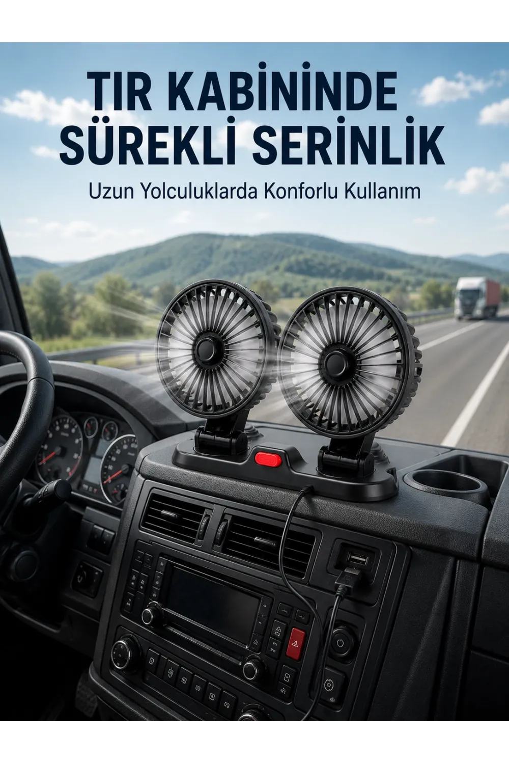 Çift Başlıklı Araç İçi Usb Vantilatör Soğutucu Fan