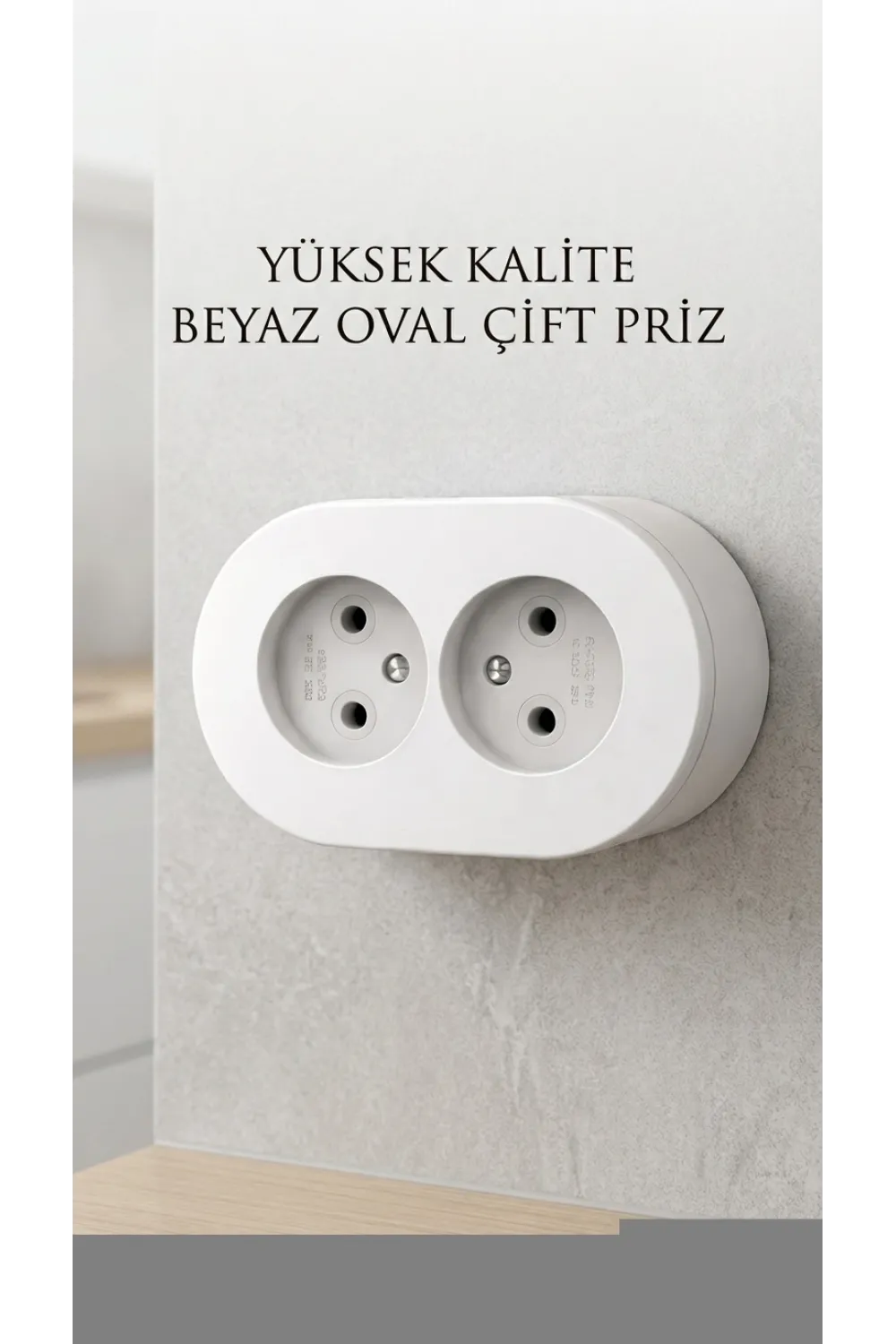 Çift Girişli Beyaz Sıva Üstü Modern Duvar Prizi