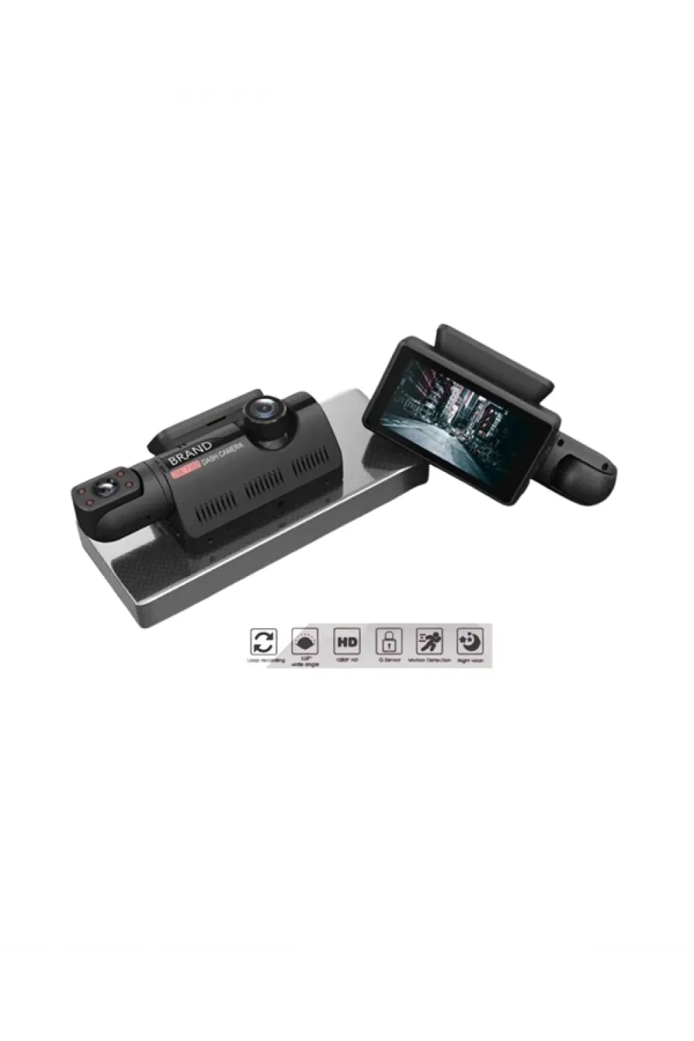 Çift Görüşlü Dashcam – Gece Görüşlü 1080p Araç İçi Güvenlik Kamerası