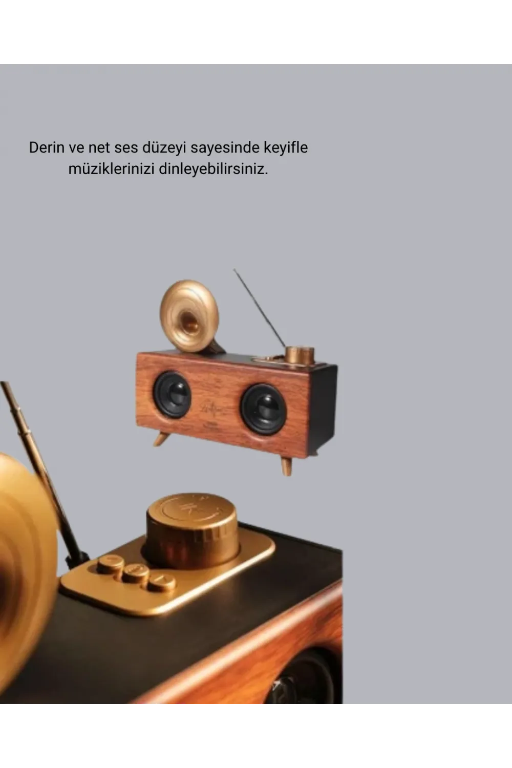 Çift Hoparlörlü Retro Bluetooth Speaker 1800mah Bataryalı Aux Usb Sd Kartlı