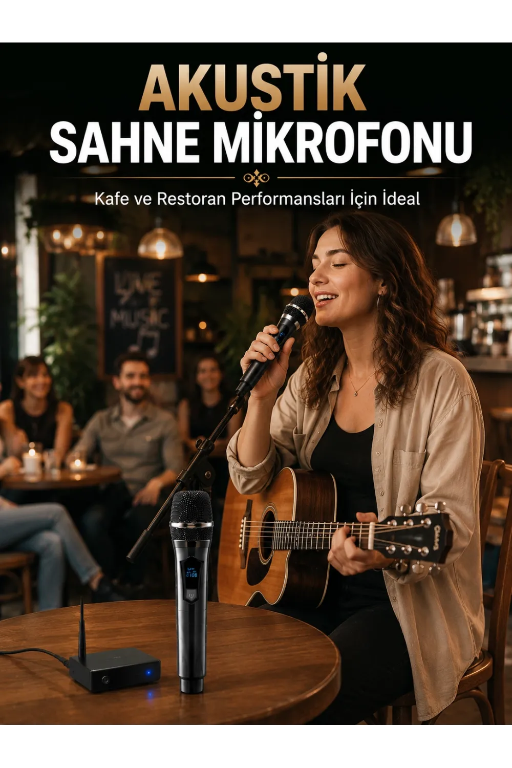 Çift Kablosuz El Mikrofonu Net Ses Kalitesi Ve Dijital Gösterge