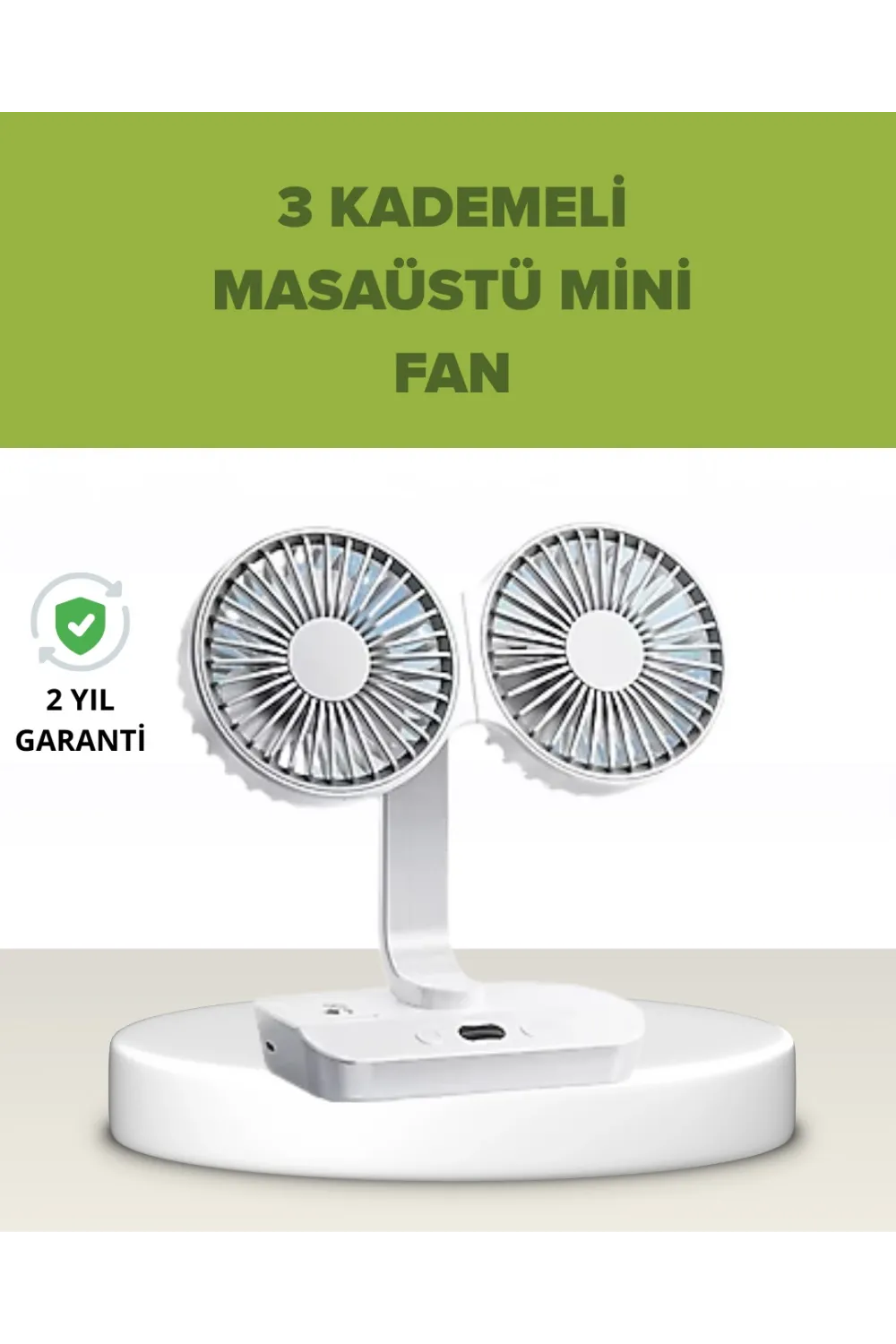 Çift Kafalı Masaüstü Ve Duvar Tipi Sessiz Usb Şarjlı Fan