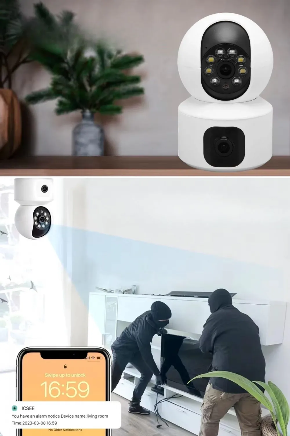 Çift Kameralı Wifi Bağlantılı Gece Görüşlü Ev Tipi Güvenlik Kamerası YoSee