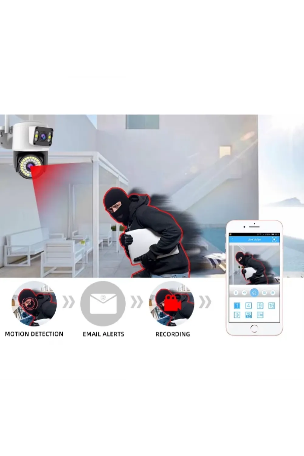 Çift Lensli Dış Mekan Wi-Fi Kamera