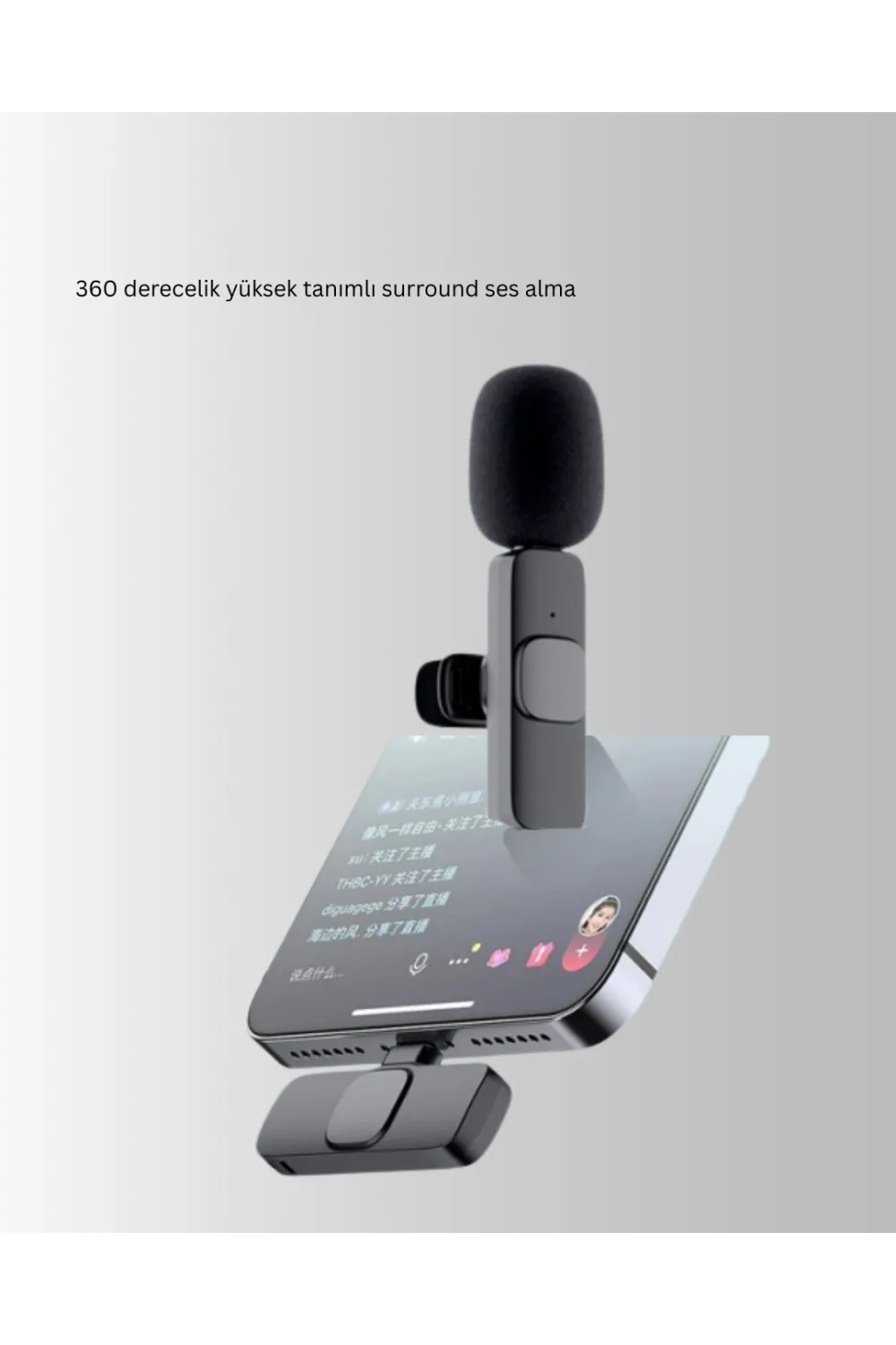Çift Mikrofonlu Kablosuz Kayıt Seti İphone Uyumlu Mini Mikrofon
