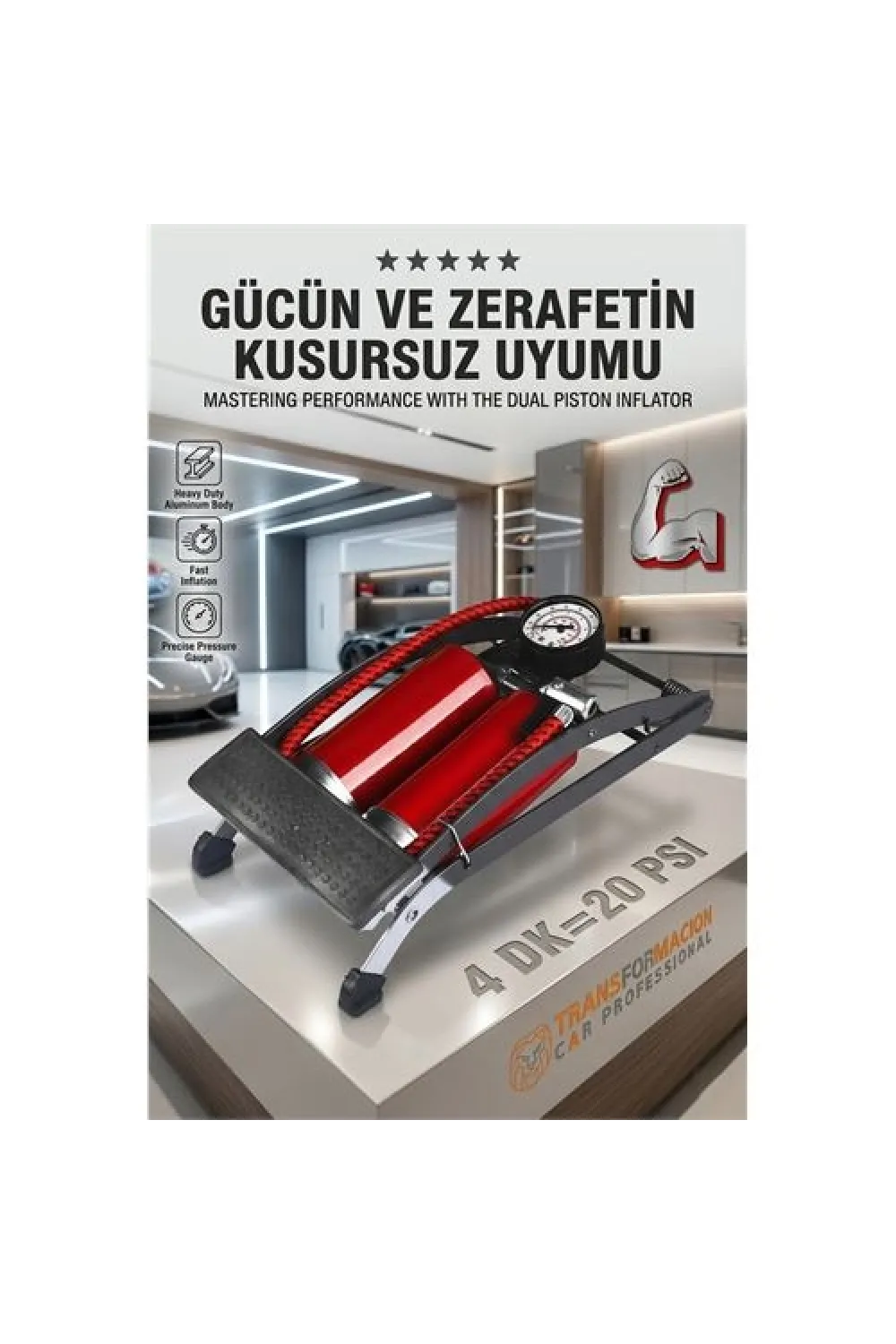 Çift Pistonlu Profesyonel Ayak Pompası - Yüksek Basınçlı Ultra Performans Serisi 425582