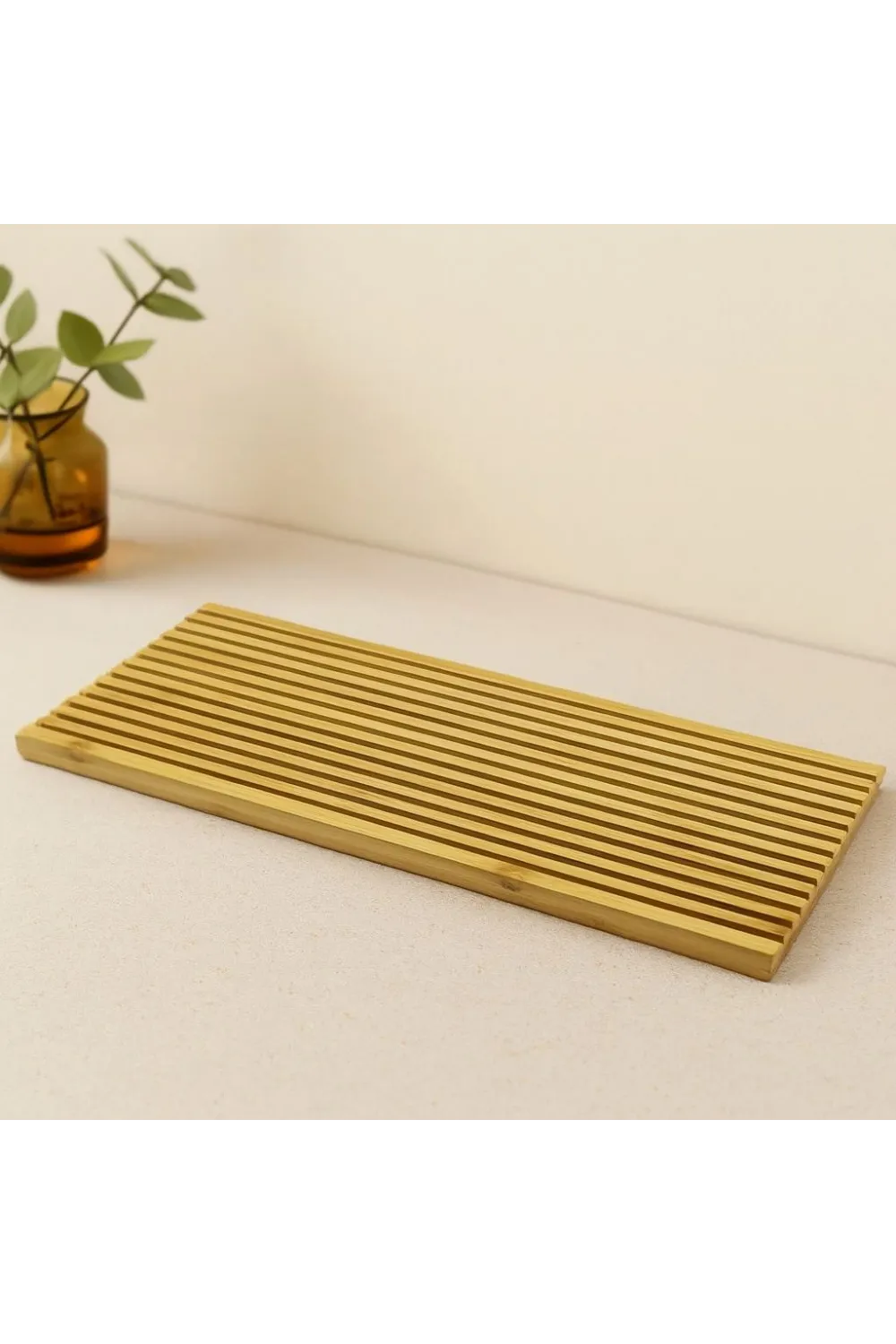 Çift Taraflı Ahşap Bambu Sunum Tepsisi 17x39 cm