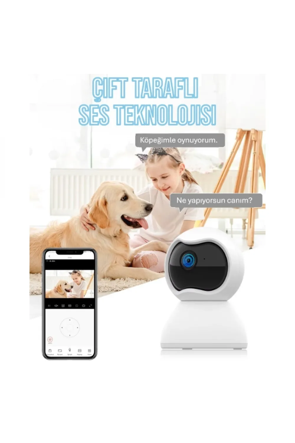 Çift Taraflı Ses Özellikli Wi-Fi Kamera