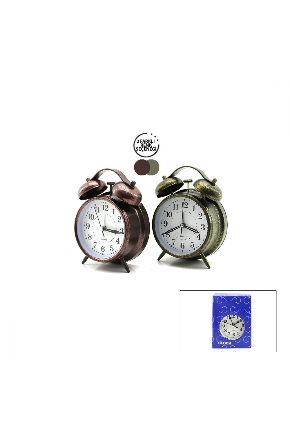 Çift Zilli Metal Masa Çalar Saat (10 cm)