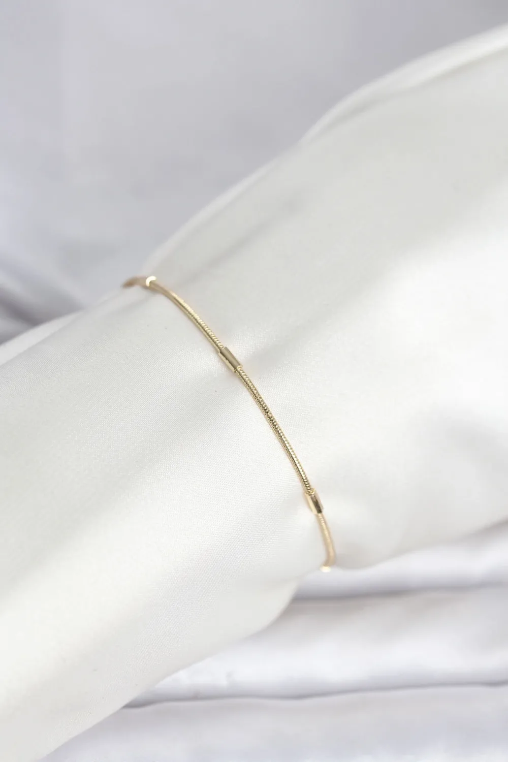 CM 14K Gold Renk Barlı Yılan Zincir Model Kadın Bileklik