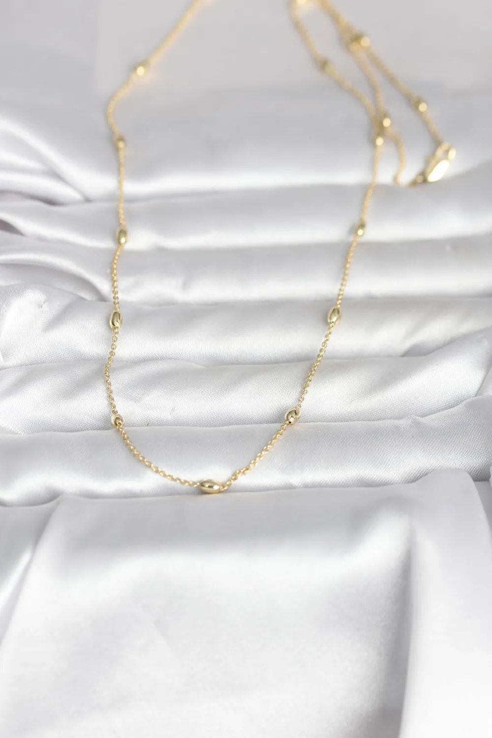 CM 14K Gold Renk Damla Topçuk Model Zincirli 60 cm Kadın Kolye
