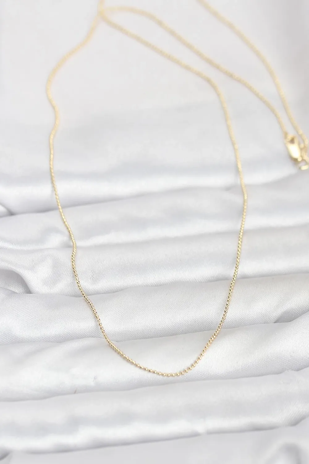 CM 14K Gold Renk İnce Top Zincirli 60 cm Kadın Kolye