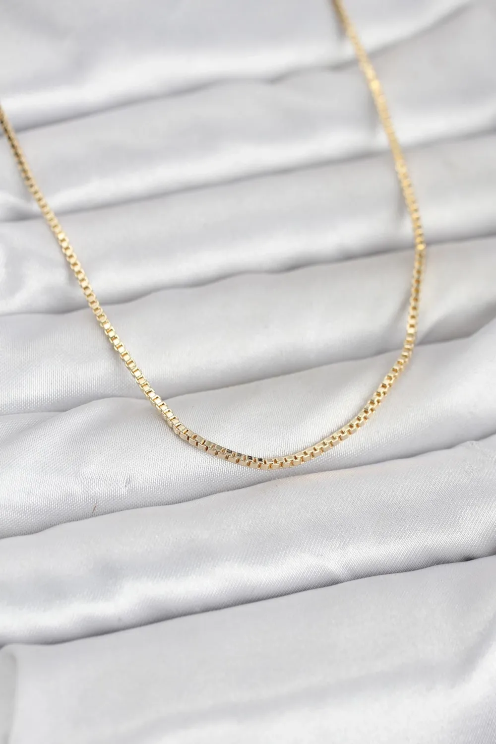 CM 14K Gold Renk Kare Zincirli Model 60 cm Kadın Kolye