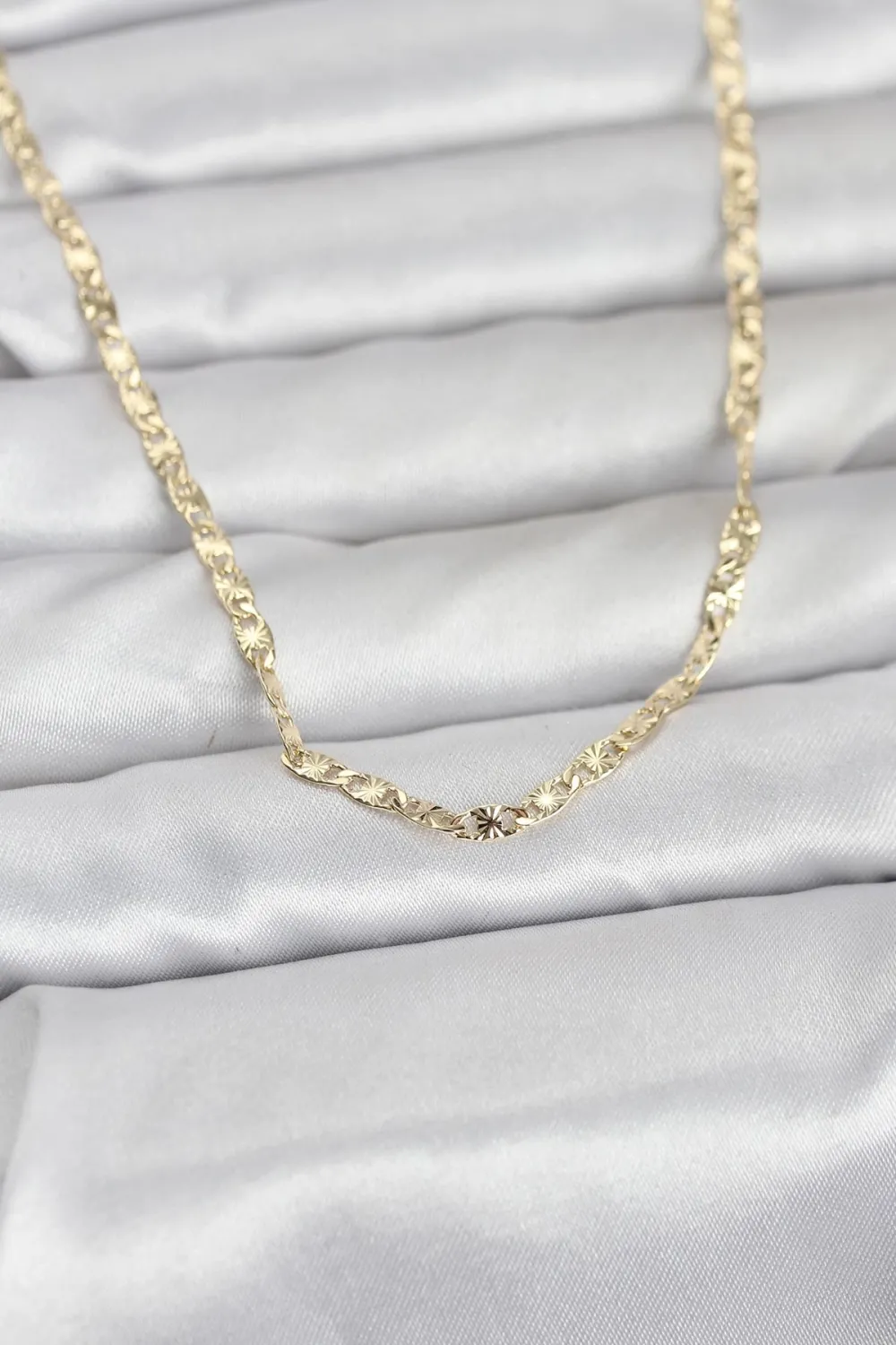 CM 14K Gold Renk Lazer Zincirli Model 60 cm Kadın Kolye