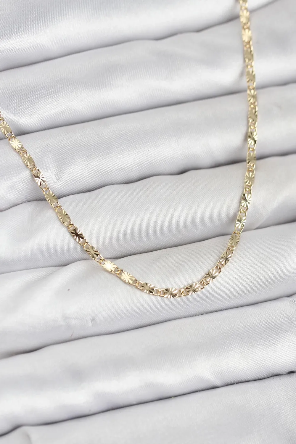 CM 14K Gold Renk Lazerli Zincir Model Kadın Kolye