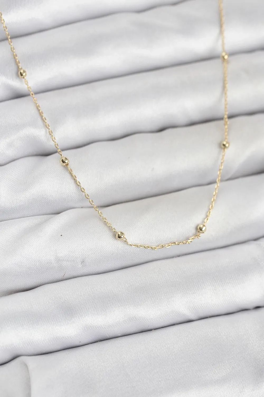 CM 14K Gold Renk Minik Top Zincirli Kadın Kolye