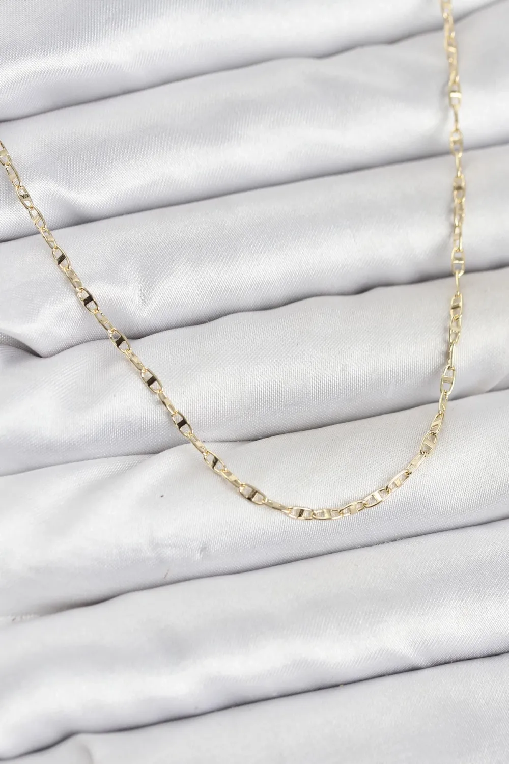 CM 14K Gold Renk Pirinç Gemi Zinciri Model Kadın Kolye