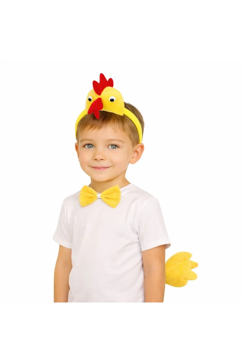 Çocuk Horoz Tavuk Kostüm Seti 3 Parça (Taç + Papyon + Kuyruk)