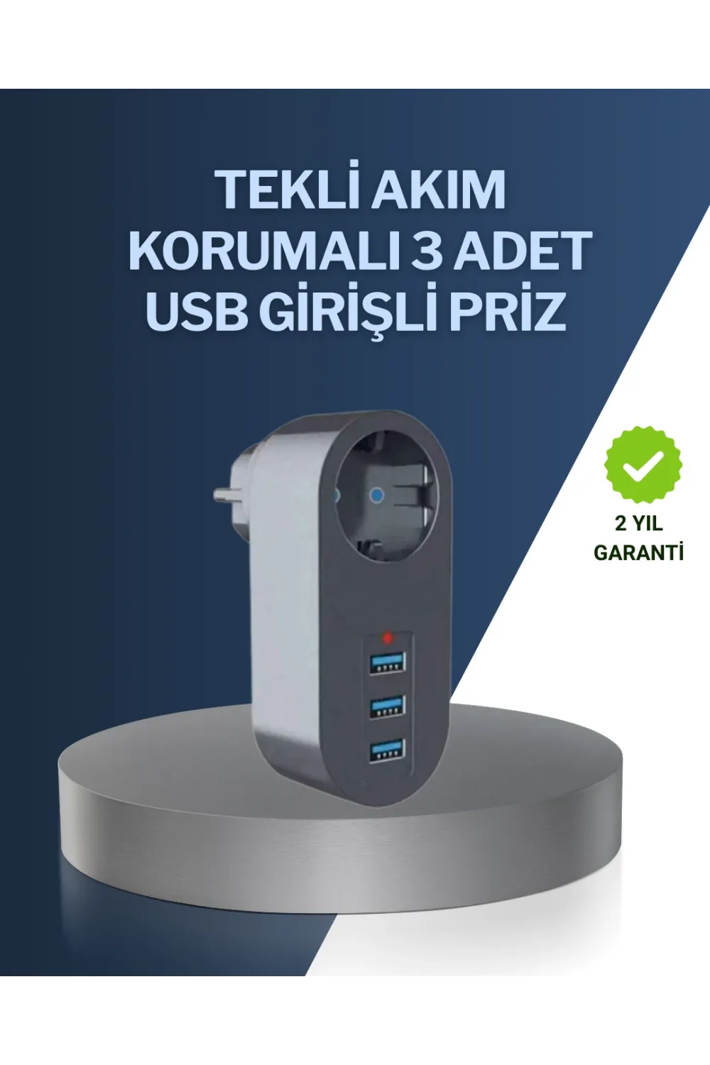 Çocuk Korumalı Termal Priz – 3lü Usb Şarj Ve Akım Koruması