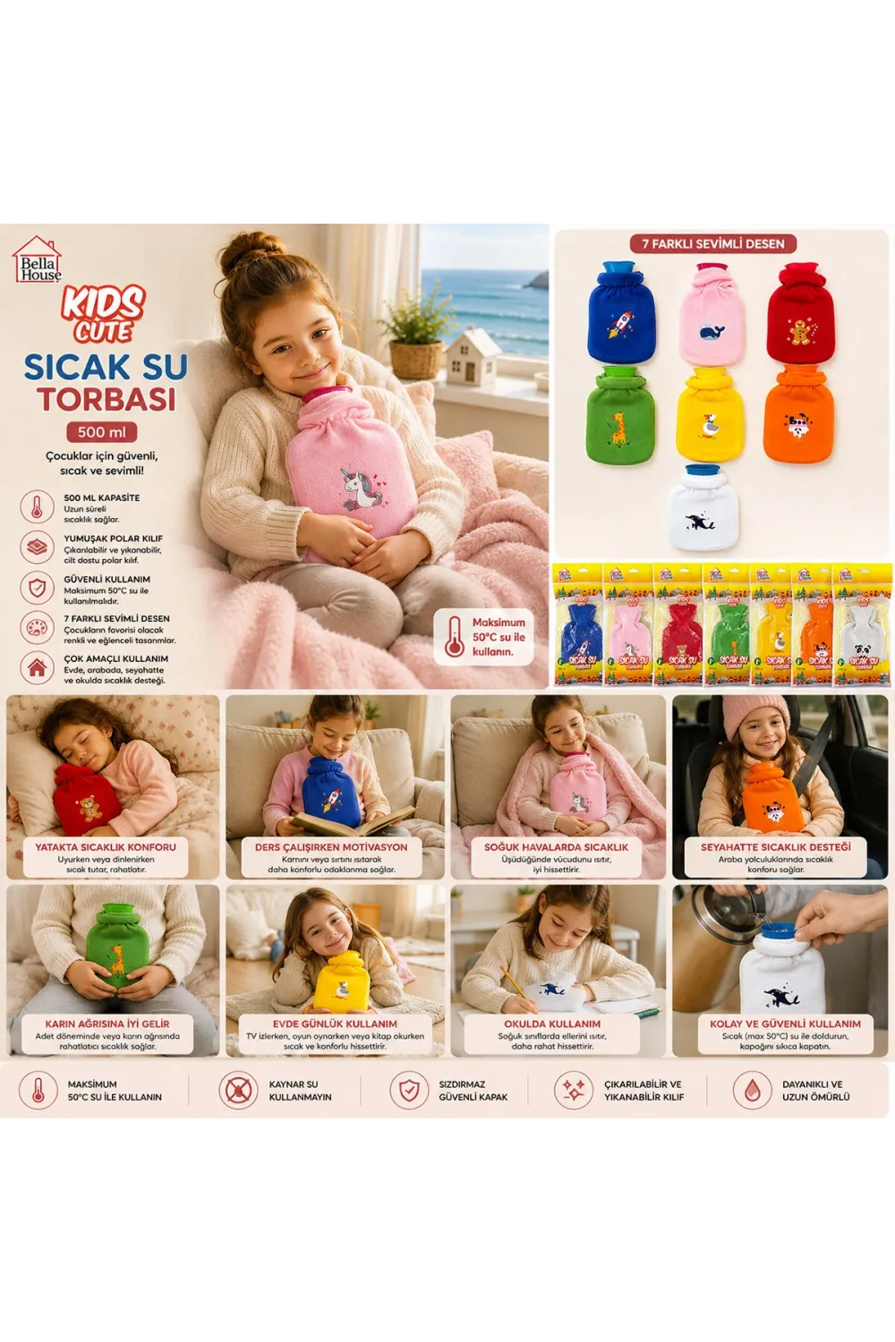 Çocuk Polarlı Sıcak Su Torbası 500ML