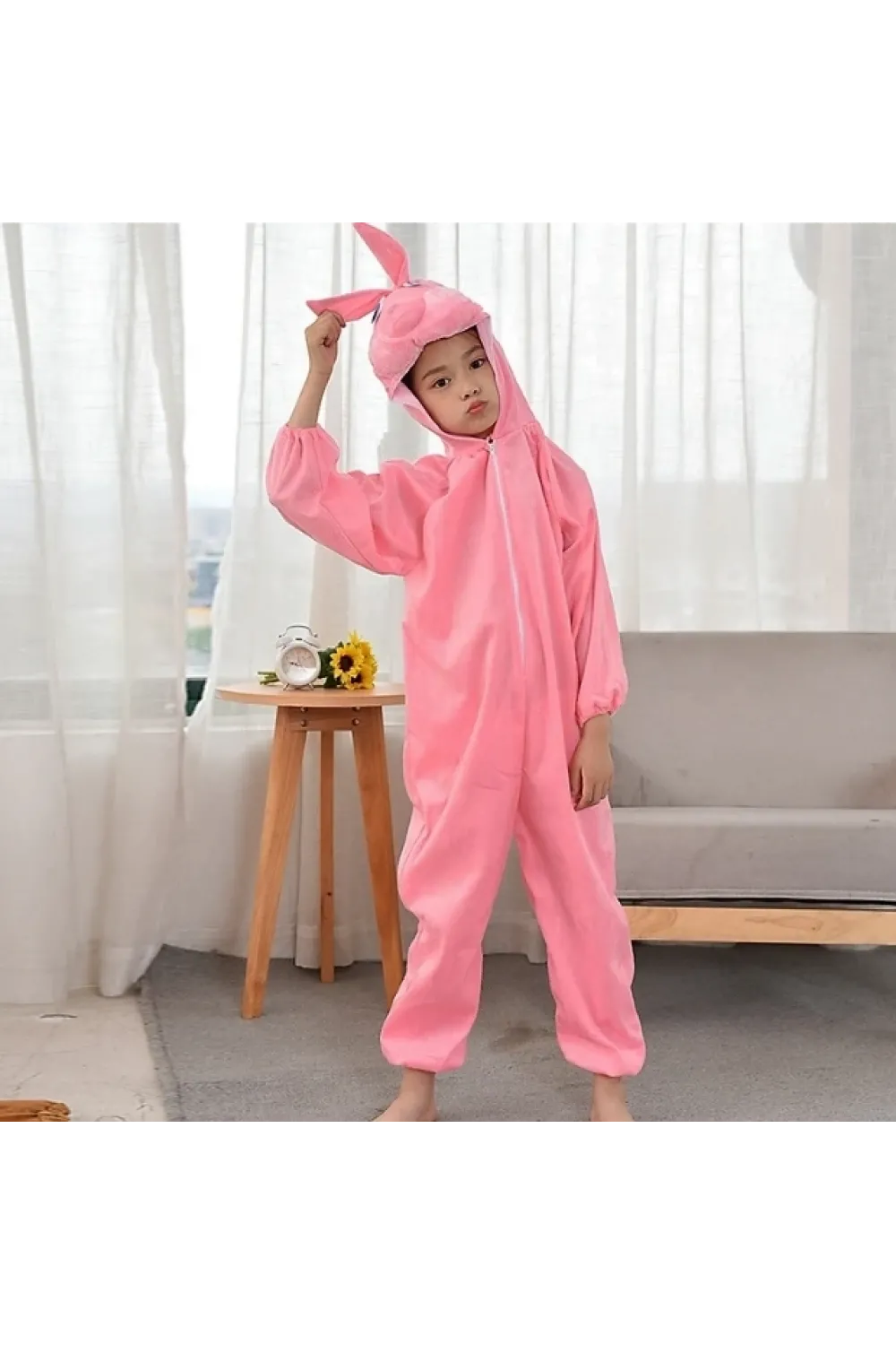 Çocuk Tavşan Kostümü Pembe Renk 2-3 Yaş 80 Cm